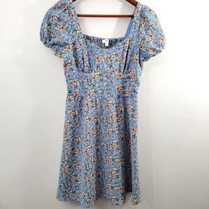 BP Blue Glow Floral Fields Smocked Prairie Dress Nordstrom Babydoll XS